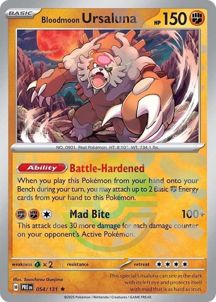 Thẻ hình Pokemon Bloodmoon Ursaluna 054/131 - Lá bài lẻ Prismatic Evolutions Rare Reverse Holo tiếng Anh chính hãng ảnh 3