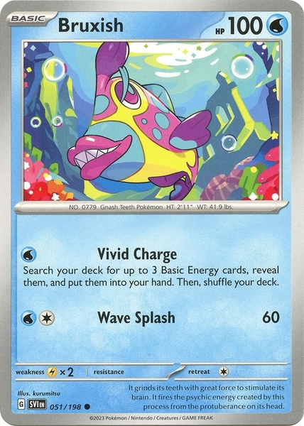 Thẻ hình Pokemon Bruxish 051/198 - Lá bài lẻ Scarlet & Violet Base Set Common Reverse Holo tiếng Anh chính hãng