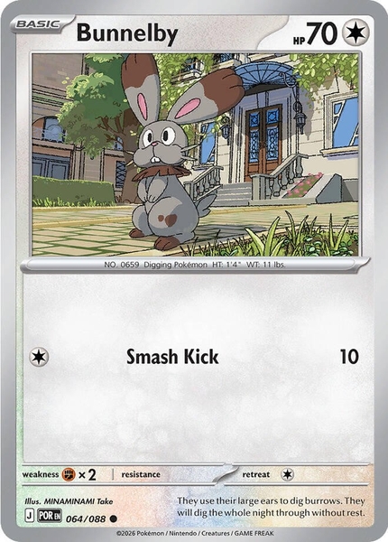 Thẻ hình Pokemon Bunnelby 064/088 - Lá bài lẻ Perfect Order Common Reverse Holo tiếng Anh chính hãng