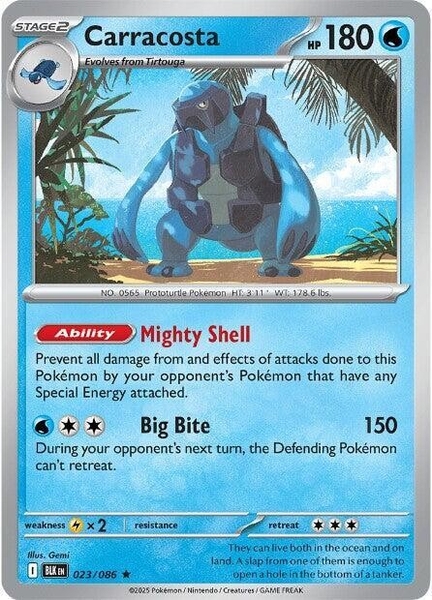 Thẻ hình Pokemon Carracosta 023/086 - Lá bài lẻ Black Bolt Holo Rare tiếng Anh chính hãng