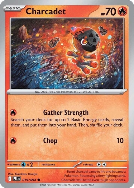 Thẻ hình Pokemon Charcadet 019/094 - Lá bài lẻ Phantasmal Flames Common Reverse Holo tiếng Anh chính hãng