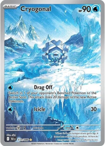 Thẻ hình Pokemon Cryogonal 111/086 - Lá bài lẻ Black Bolt Illustration Rare tiếng Anh chính hãng