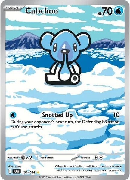 Thẻ hình Pokemon Cubchoo 109/086 - Lá bài lẻ Black Bolt Illustration Rare tiếng Anh chính hãng