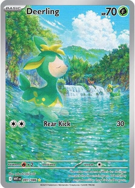 Thẻ hình Pokemon Deerling 091/086 - Lá bài lẻ White Flare Illustration Rare tiếng Anh chính hãng