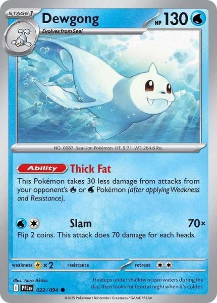 Thẻ hình Pokemon Dewgong 022/094 - Lá bài lẻ Phantasmal Flames Common Reverse Holo tiếng Anh chính hãng