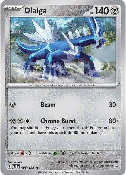 Thẻ hình Pokemon Dialga 095/132 - Lá bài lẻ Mega Evolution Base Set Holo Rare Reverse Holo tiếng Anh chính hãng