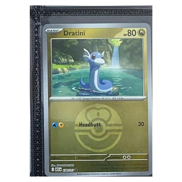 Thẻ hình Pokemon Dratini 150/217 - Lá bài lẻ Ascended Heroes Common Love Ball Holo tiếng Anh chính hãng