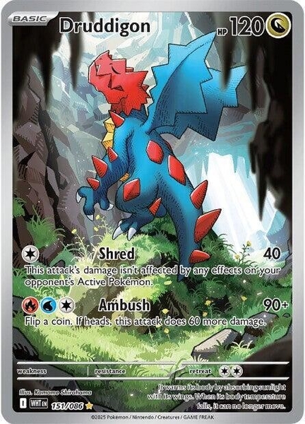 Thẻ hình Pokemon Druddigon 151/086 - Lá bài lẻ White Flare Illustration Rare tiếng Anh chính hãng