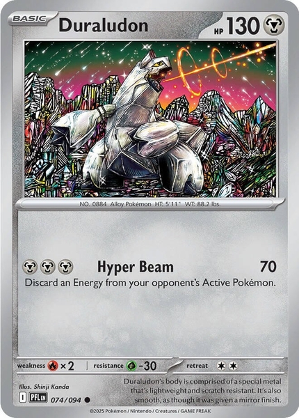 Thẻ hình Pokemon Duraludon 074/094 - Lá bài lẻ Phantasmal Flames Common Reverse Holo tiếng Anh chính hãng
