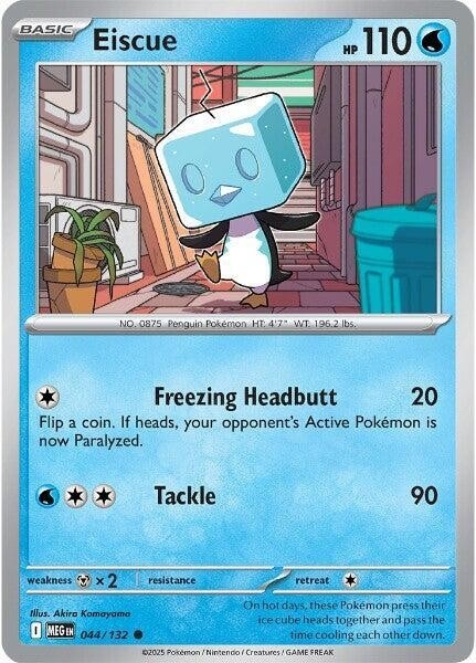 Thẻ hình Pokemon Eiscue 044/132 - Lá bài lẻ Mega Evolution Base Set Common Reverse Holo tiếng Anh chính hãng