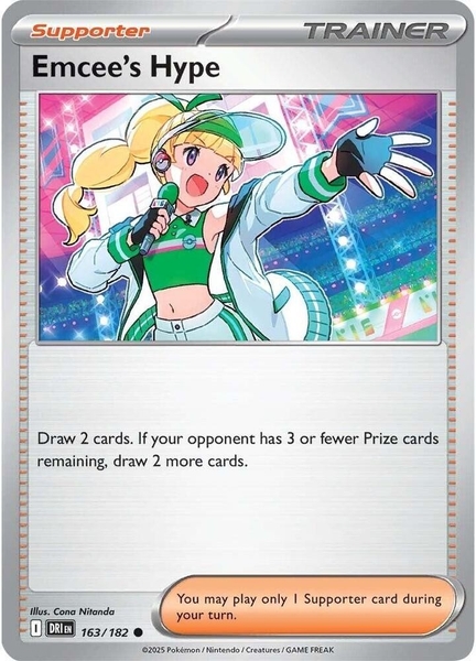 Thẻ hình Pokemon Emcee's Hype 163/182 - Lá bài lẻ Destined Rivals Common tiếng Anh chính hãng