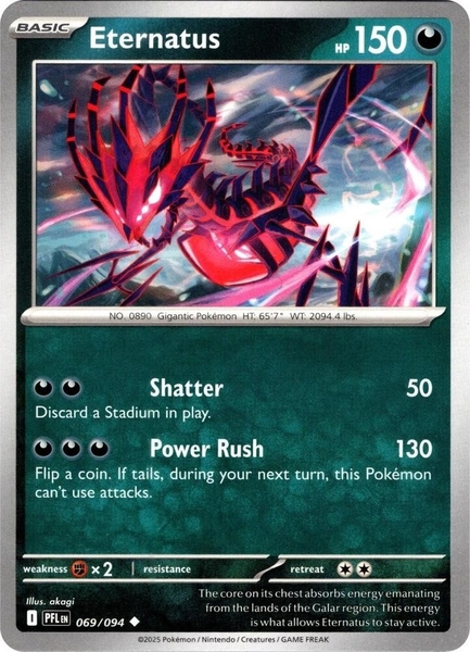 Thẻ hình Pokemon Eternatus 069/094 - Lá bài lẻ Phantasmal Flames Uncommon Reverse Holo tiếng Anh chính hãng