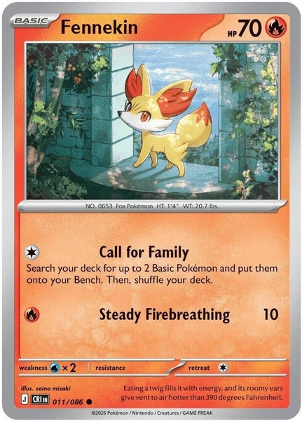 Thẻ hình Pokemon Fennekin 011/086 - Lá bài lẻ Chaos Rising Common Reverse Holo tiếng Anh chính hãng