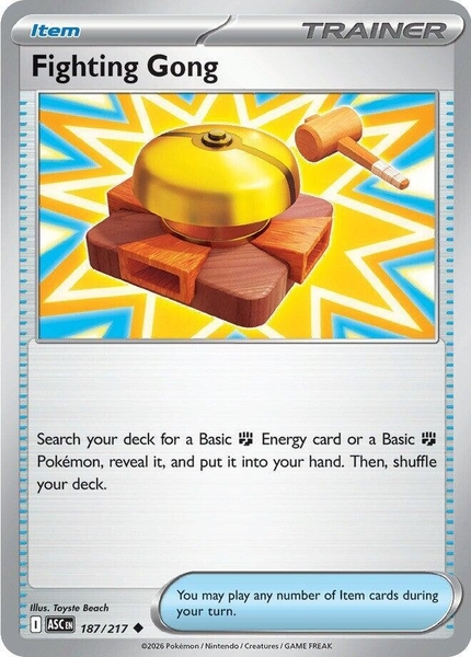 Thẻ hình Pokemon Fighting Gong 187/217 - Lá bài lẻ Ascended Heroes Uncommon tiếng Anh chính hãng