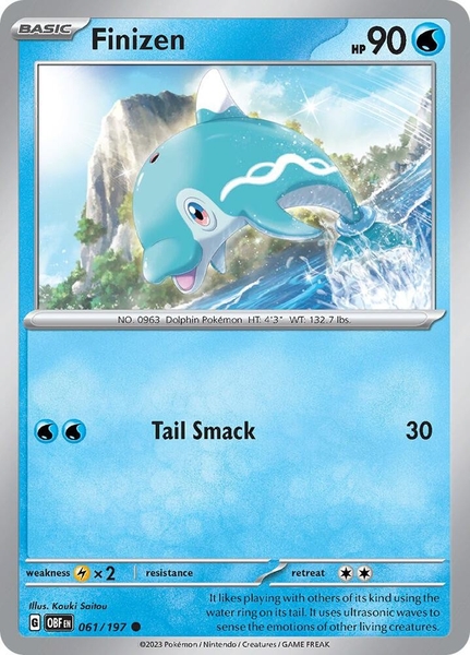 Thẻ hình Pokemon Finizen 061/197 061/197 - Lá bài lẻ Obsidian Flames Common Reverse Holo tiếng Anh chính hãng