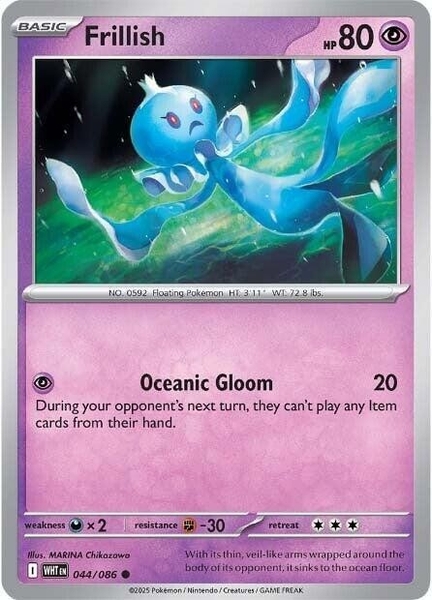 Thẻ hình Pokemon Frillish 044/086 - Lá bài lẻ White Flare Common Reverse Holo tiếng Anh chính hãng