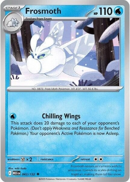 Thẻ hình Pokemon Frosmoth 043/132 - Lá bài lẻ Mega Evolution Base Set Uncommon Reverse Holo tiếng Anh chính hãng