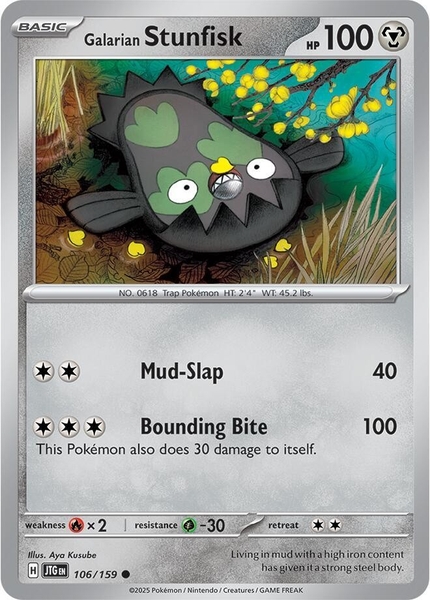 Thẻ hình Pokemon Galarian Stunfisk 106/159 - Lá bài lẻ Journey Together Common Reverse Holo tiếng Anh chính hãng
