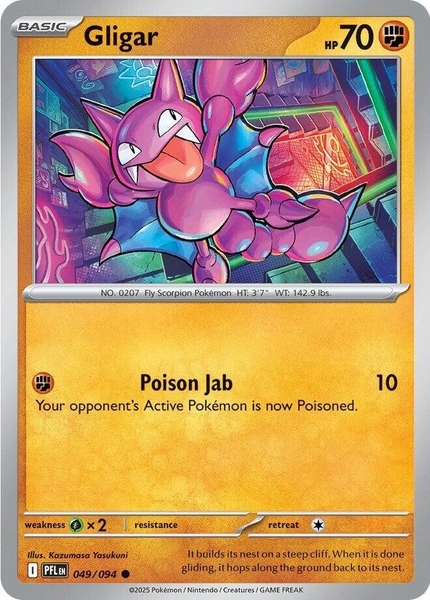 Thẻ hình Pokemon Gligar 049/094 - Lá bài lẻ Phantasmal Flames Common Reverse Holo tiếng Anh chính hãng