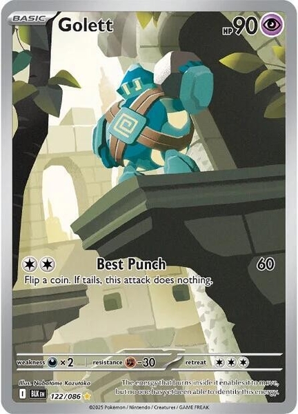 Thẻ hình Pokemon Golett 122/086 - Lá bài lẻ Black Bolt Illustration Rare tiếng Anh chính hãng