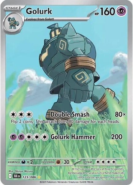 Thẻ hình Pokemon Golurk 123/086 - Lá bài lẻ Black Bolt Illustration Rare tiếng Anh chính hãng