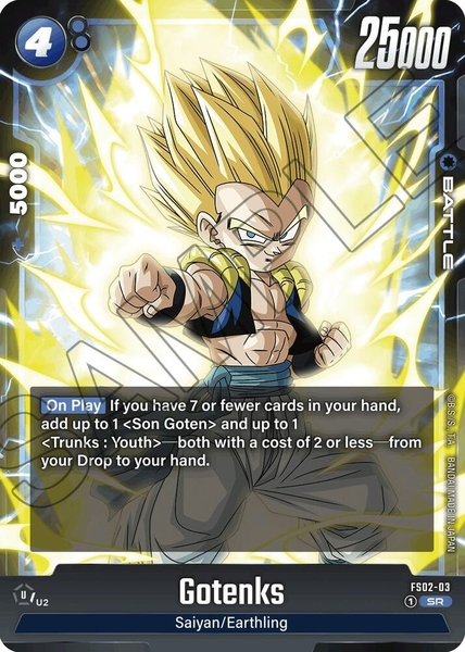 Thẻ hình Dragon Ball Gotenks FS02-03 Super Rare - Lá bài lẻ Vegeta FS02 tiếng Nhật chính hãng