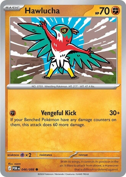 Thẻ hình Pokemon Hawlucha 046/088 - Lá bài lẻ Perfect Order Common Reverse Holo tiếng Anh chính hãng