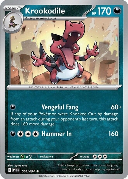 Thẻ hình Pokemon Krookodile 066/094 - Lá bài lẻ Phantasmal Flames Uncommon Reverse Holo tiếng Anh chính hãng