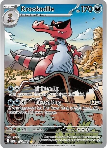Thẻ hình Pokemon Krookodile 137/086 - Lá bài lẻ Black Bolt Illustration Rare tiếng Anh chính hãng