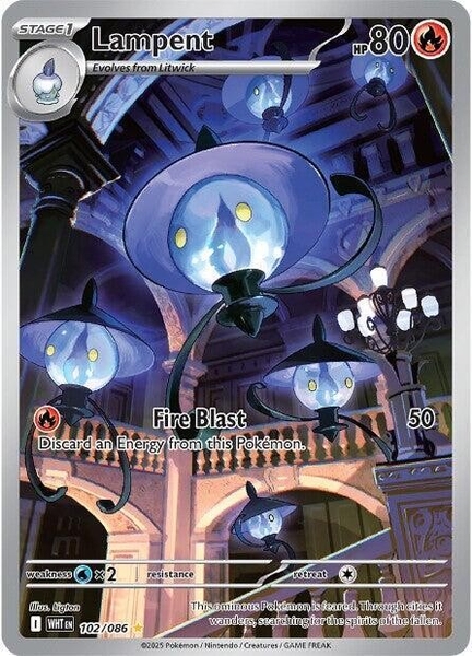Thẻ hình Pokemon Lampent 102/086 - Lá bài lẻ White Flare Illustration Rare tiếng Anh chính hãng