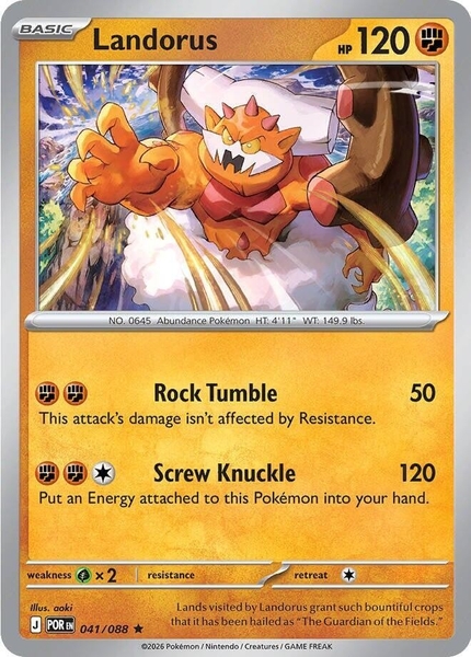 Thẻ hình Pokemon Landorus 041/088 - Lá bài lẻ Perfect Order Holo Rare Reverse Holo tiếng Anh chính hãng