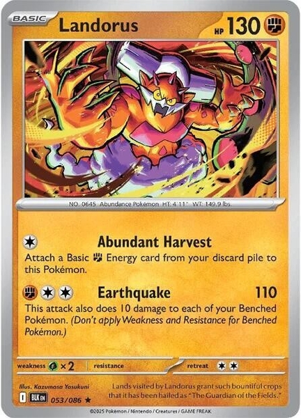 Thẻ hình Pokemon Landorus 053/086 - Lá bài lẻ Black Bolt Holo Rare tiếng Anh chính hãng