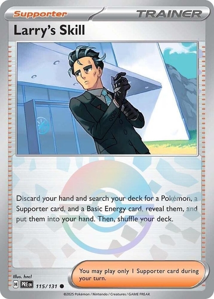 Thẻ hình Pokemon Larry's Skill 115/131 - Lá bài lẻ Prismatic Evolutions Common Reverse Holo tiếng Anh chính hãng ảnh 3