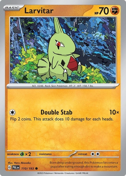 Thẻ hình Pokemon Larvitar 110/193 - Lá bài lẻ Paldea Evolved Common Reverse Holo tiếng Anh chính hãng