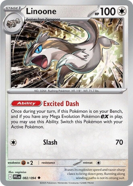 Thẻ hình Pokemon Linoone 082/094 - Lá bài lẻ Phantasmal Flames Uncommon Reverse Holo tiếng Anh chính hãng