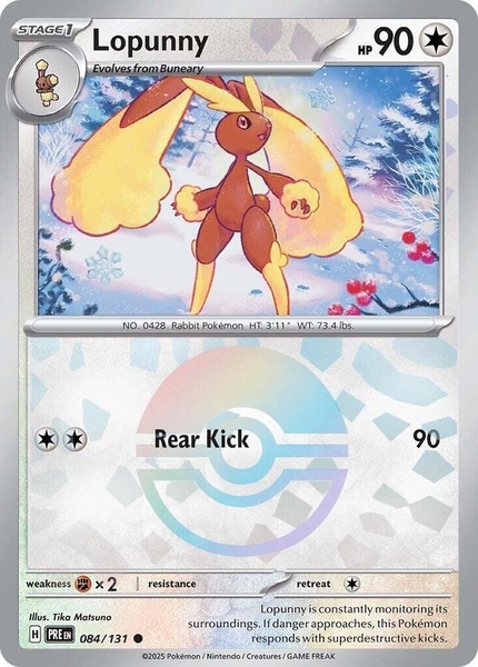 Thẻ hình Pokemon Lopunny 084/131 - Lá bài lẻ Prismatic Evolutions Common Reverse Holo tiếng Anh chính hãng ảnh 2