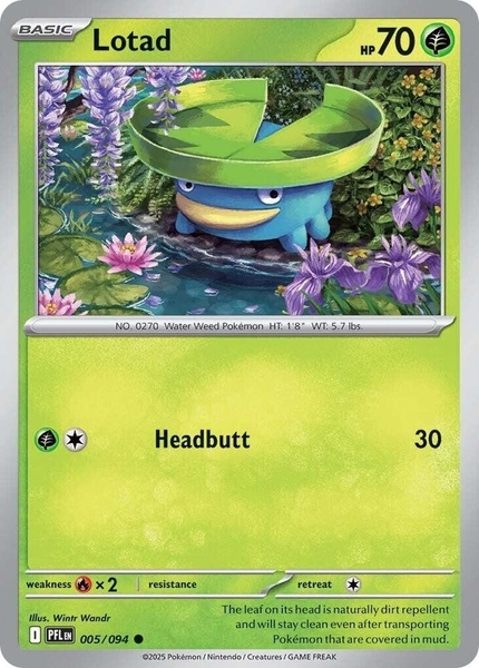 Thẻ hình Pokemon Lotad 005/094 - Lá bài lẻ Phantasmal Flames Common Reverse Holo tiếng Anh chính hãng