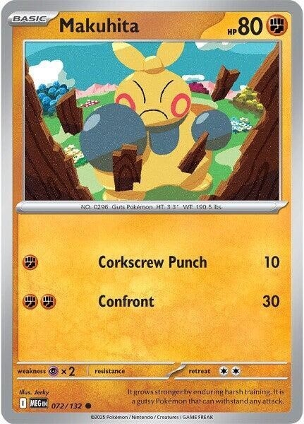 Thẻ hình Pokemon Makuhita 072/132 - Lá bài lẻ Mega Evolution Base Set Common Reverse Holo tiếng Anh chính hãng