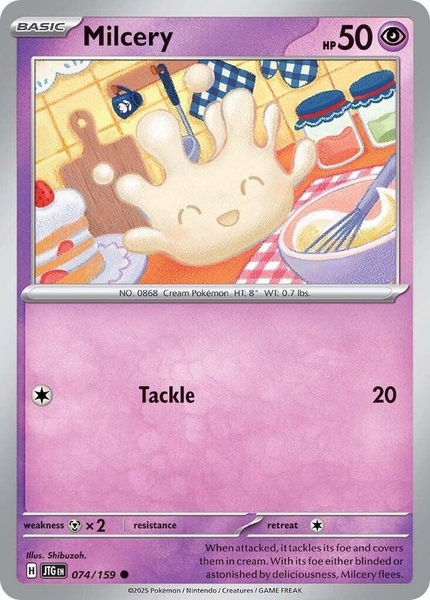 Thẻ hình Pokemon Milcery 074/159 - Lá bài lẻ Journey Together Common Reverse Holo tiếng Anh chính hãng
