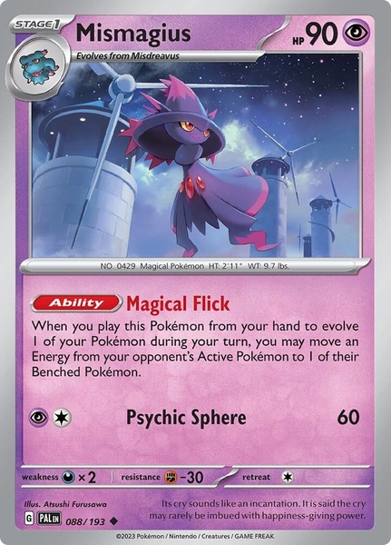 Thẻ hình Pokemon Mismagius 088/193 - Lá bài lẻ Paldea Evolved Uncommon Reverse Holo tiếng Anh chính hãng