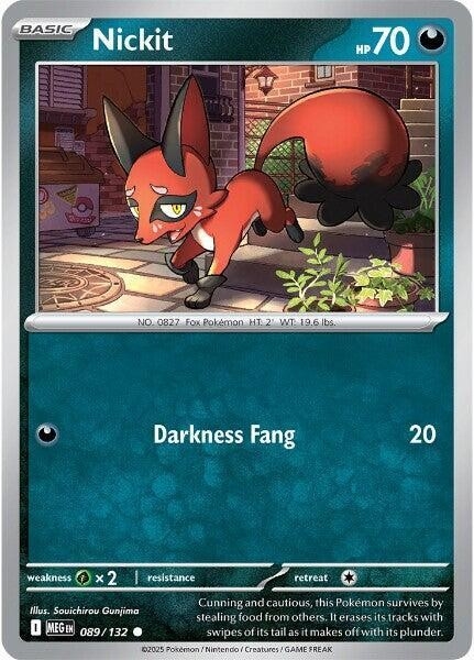 Thẻ hình Pokemon Nickit 089/132 - Lá bài lẻ Mega Evolution Base Set Common Reverse Holo tiếng Anh chính hãng