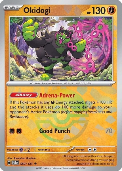 Thẻ hình Pokemon Okidogi 057/131 - Lá bài lẻ Prismatic Evolutions Rare Reverse Holo tiếng Anh chính hãng ảnh 3