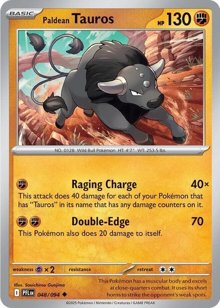 Thẻ hình Pokemon Paldean Tauros 048/094 - Lá bài lẻ Phantasmal Flames Uncommon Reverse Holo tiếng Anh chính hãng