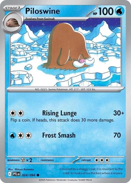 Thẻ hình Pokemon Piloswine 024/094 - Lá bài lẻ Phantasmal Flames Common Reverse Holo tiếng Anh chính hãng