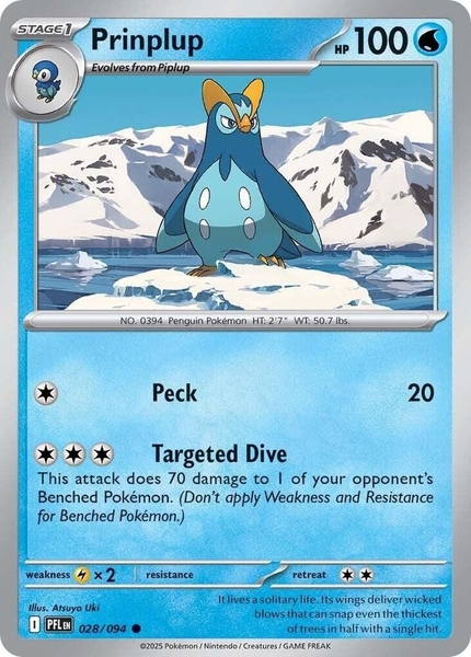 Thẻ hình Pokemon Prinplup 028/094 - Lá bài lẻ Phantasmal Flames Common Reverse Holo tiếng Anh chính hãng