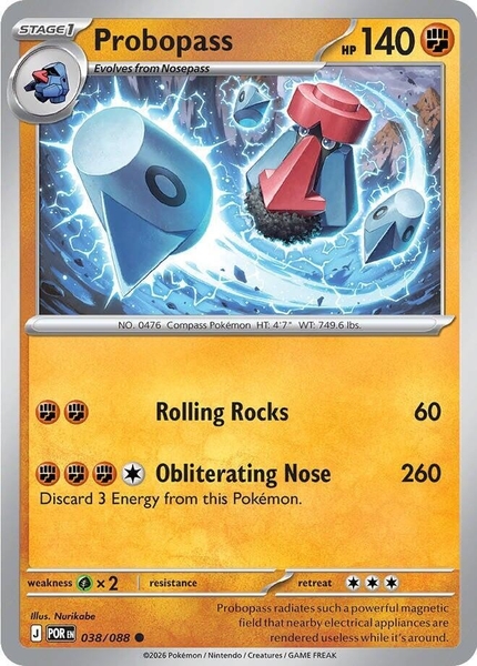 Thẻ hình Pokemon Probopass 038/088 - Lá bài lẻ Perfect Order Common Reverse Holo tiếng Anh chính hãng