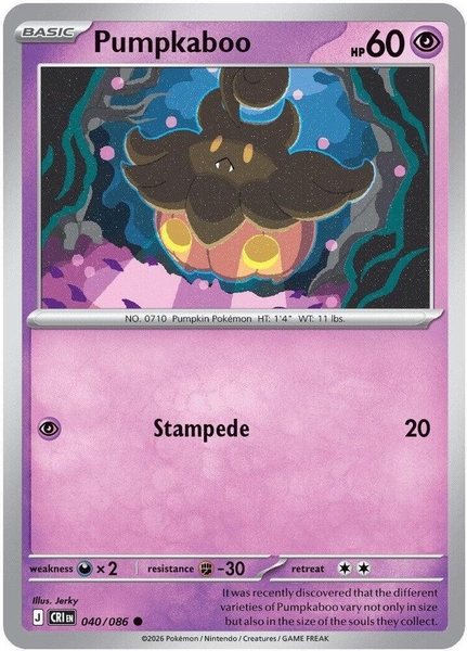 Thẻ hình Pokemon Pumpkaboo 040/086 - Lá bài lẻ Chaos Rising Common Reverse Holo tiếng Anh chính hãng