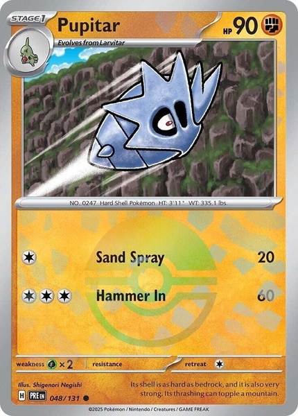 Thẻ hình Pokemon Pupitar 048/131 - Lá bài lẻ Prismatic Evolutions Common Reverse Holo tiếng Anh chính hãng ảnh 2