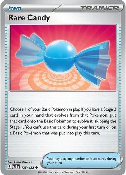 Thẻ hình Pokemon Rare Candy 125/132 - Lá bài lẻ Mega Evolution Base Set Common tiếng Anh chính hãng