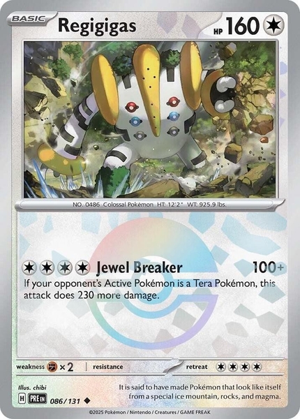 Thẻ hình Pokemon Regigigas 086/131 - Lá bài lẻ Prismatic Evolutions Uncommon Reverse Holo tiếng Anh chính hãng ảnh 2